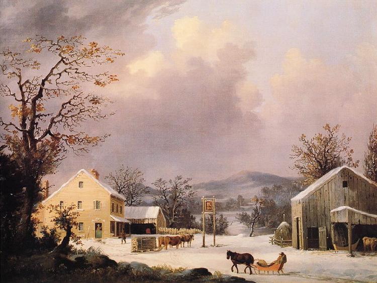 George Henry Durrie Jones Inn Winter oil painting picture